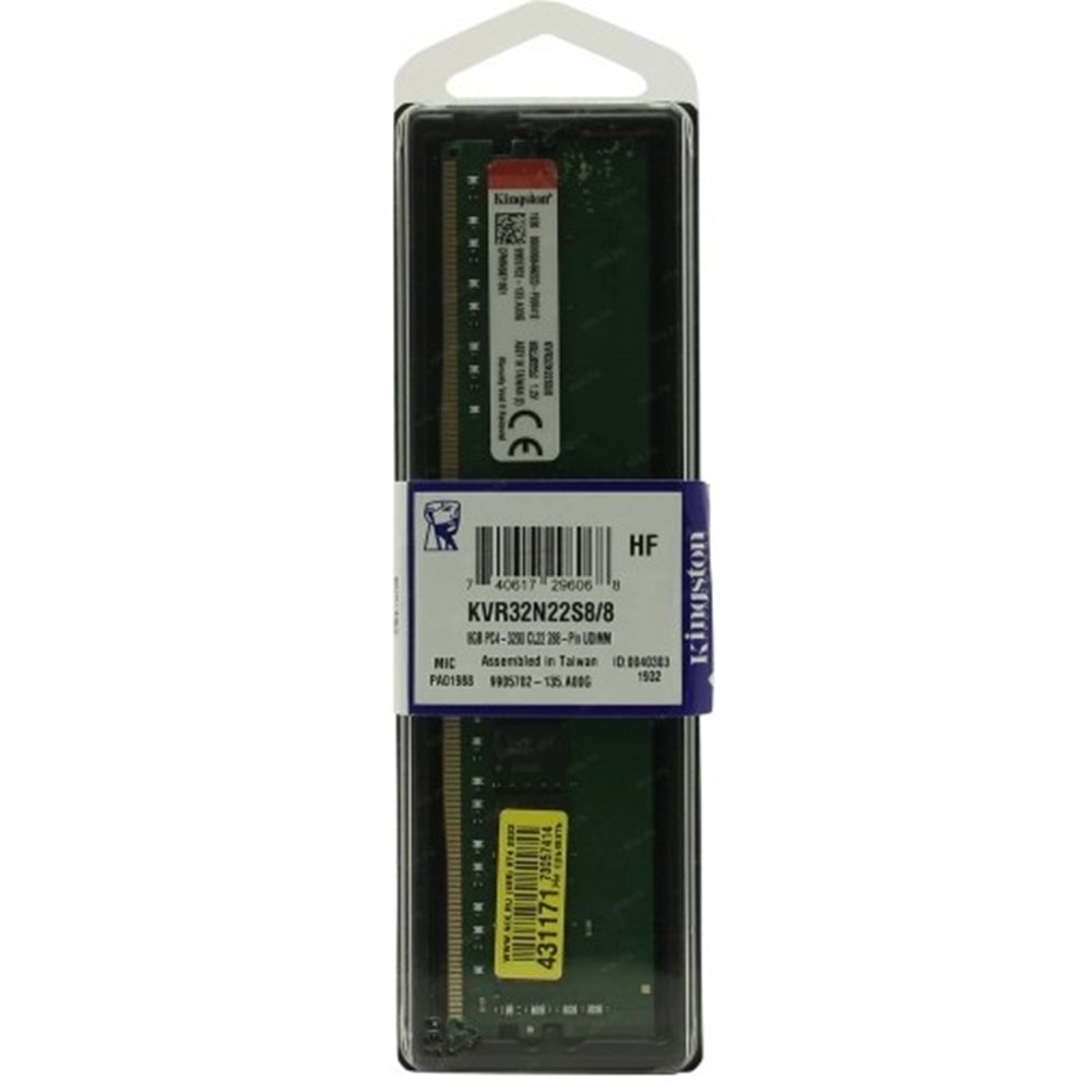 Kingston 8 GB DDR4 3200Mhz CL22 KVR32N22S8/8 DT RAM