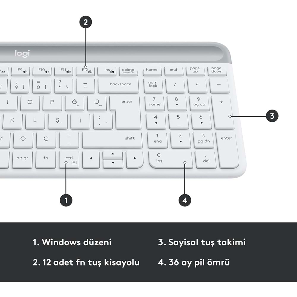 Logitech MK470 Kablosuz Beyaz Klavye & Mouse Set 920-009436