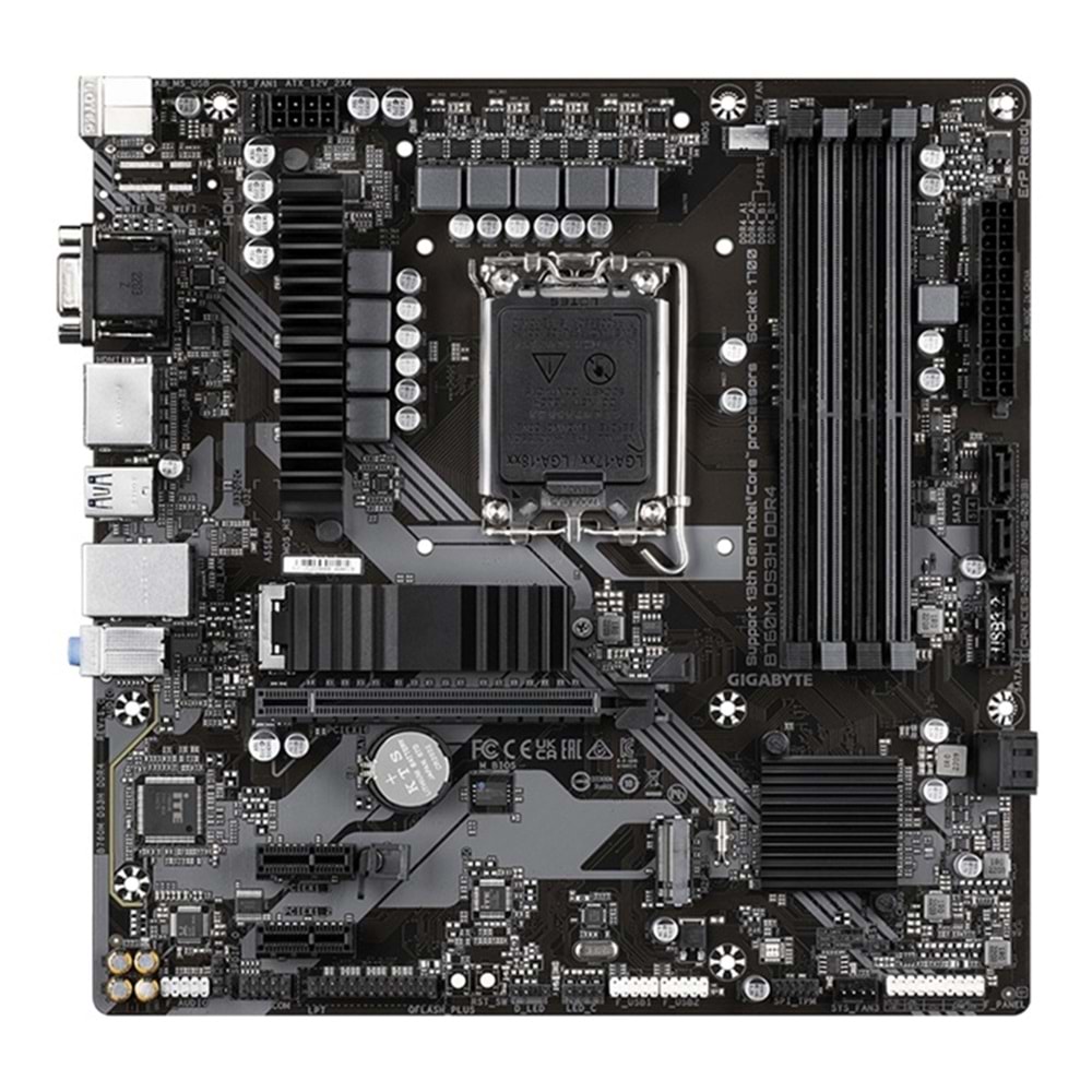 Gigabyte B760M DS3H DDR4 5133MHZ 1XVGA 1XHDMI 1XDP 1XM.2 MATX 1700P Anakartlar