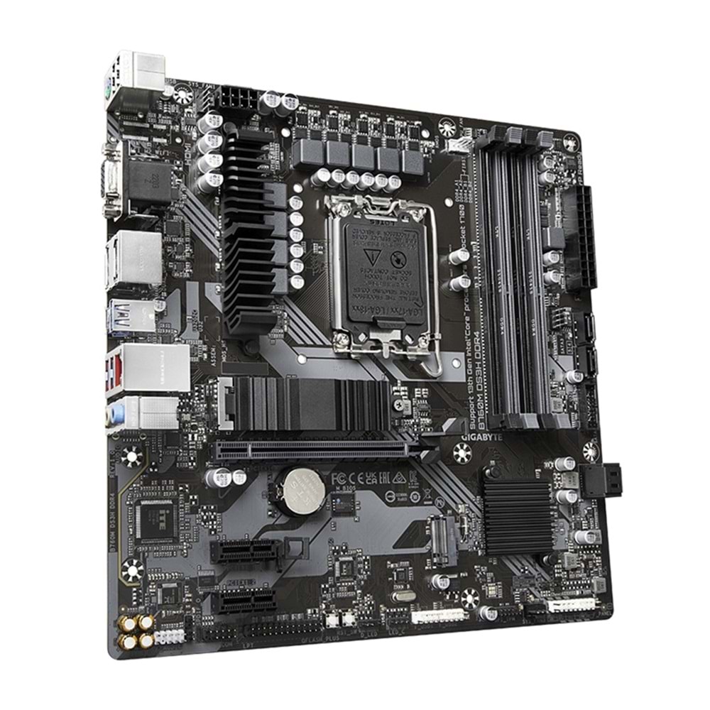 Gigabyte B760M DS3H DDR4 5133MHZ 1XVGA 1XHDMI 1XDP 1XM.2 MATX 1700P Anakartlar