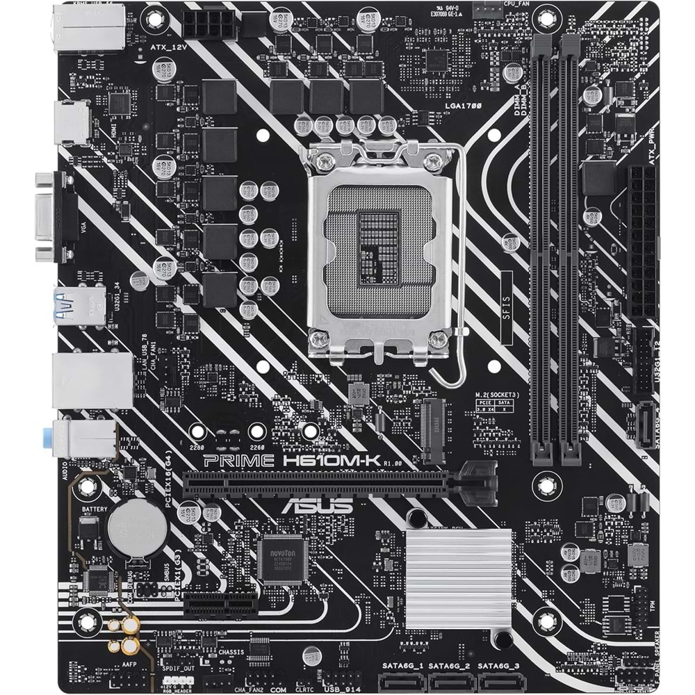 Asus Prime H610M-K DDR5 5600Mhz 1XVGA 1XHDMI 1XM.2 USB 3.2 Matx 1700P (13. VE 12.Nesil İşlemci Uyumlu)