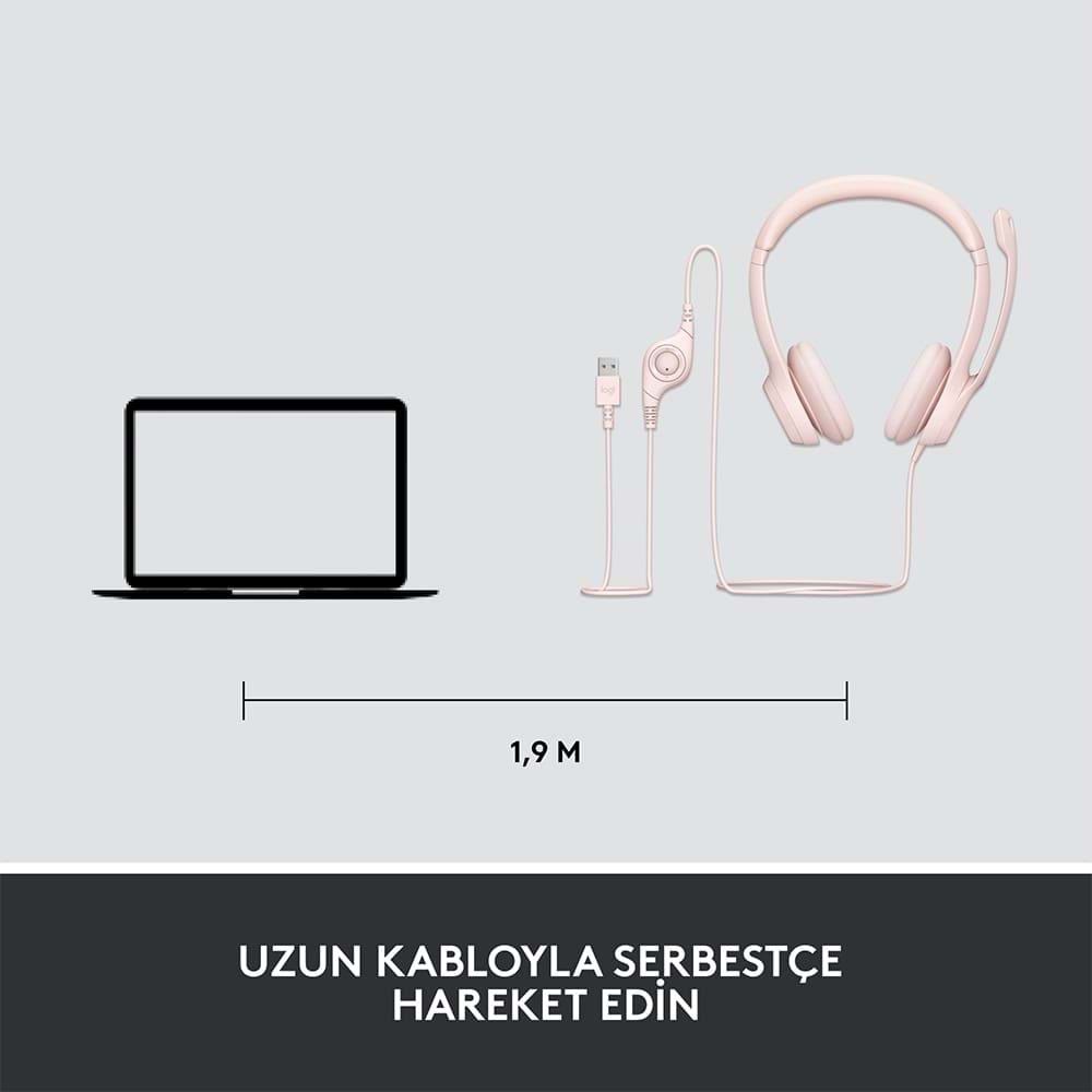 Logitech H390 Mikrofonlu Pembe Kulaklık 981-001281