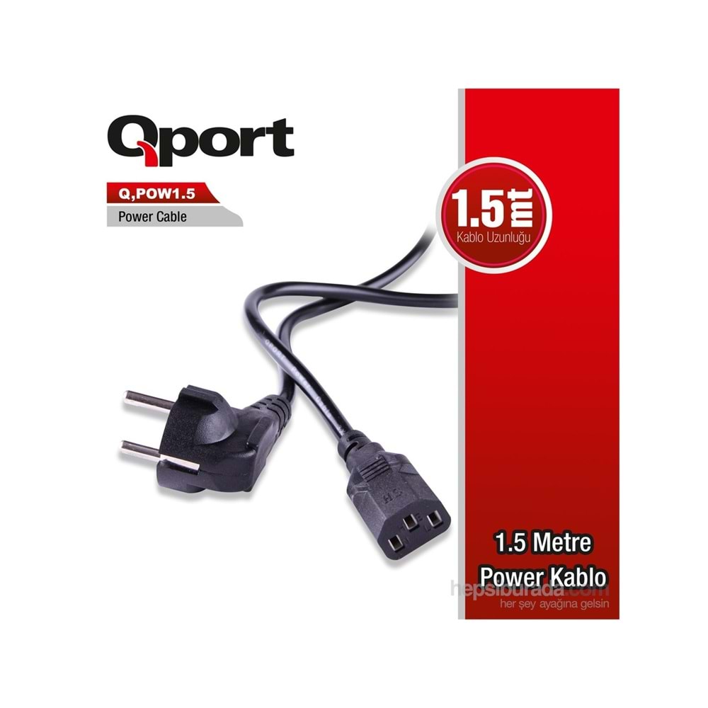 Qport 1.5 Metre PC Power Kablosu