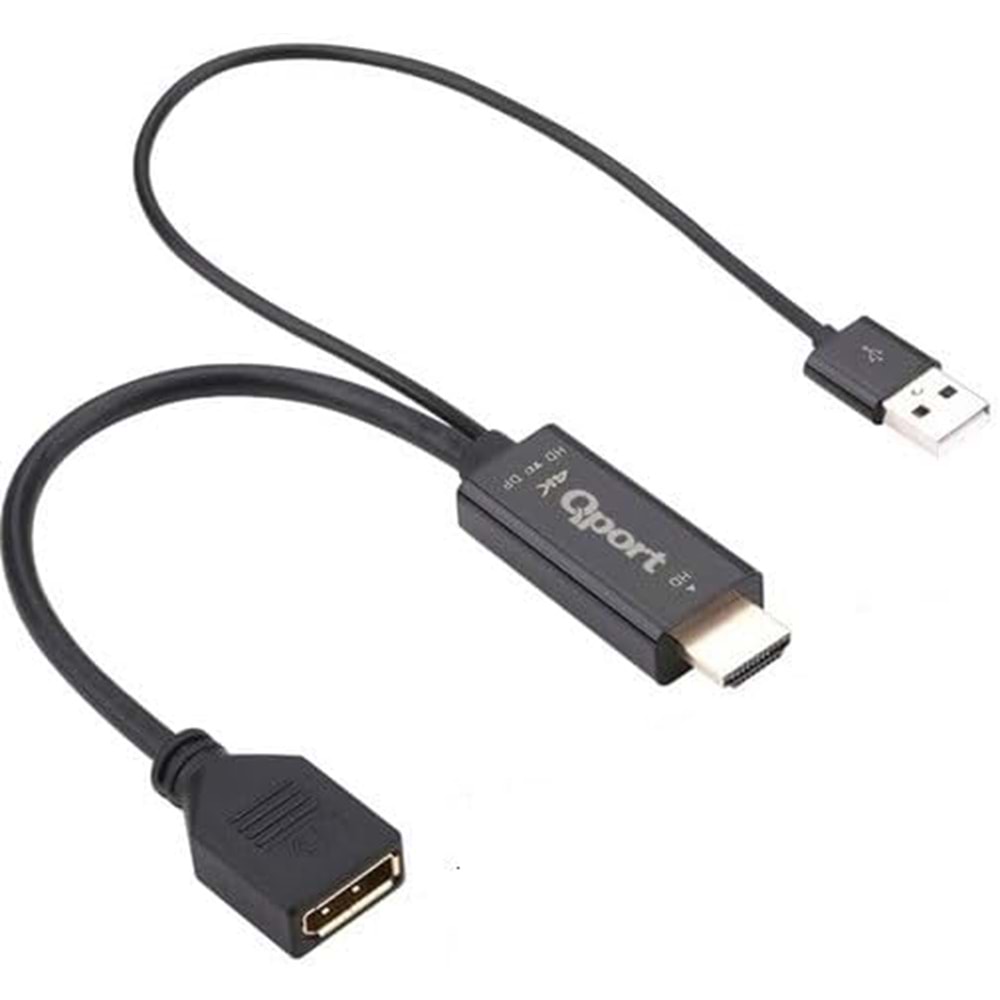 QPort Q-DPX HDMI(M) TO DisplayPort(F) Çevirici