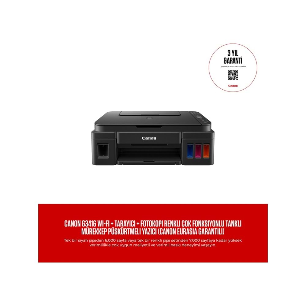 Canon Pixma G3416 Yaz.Fot.Tar.Wifi Tanklı
