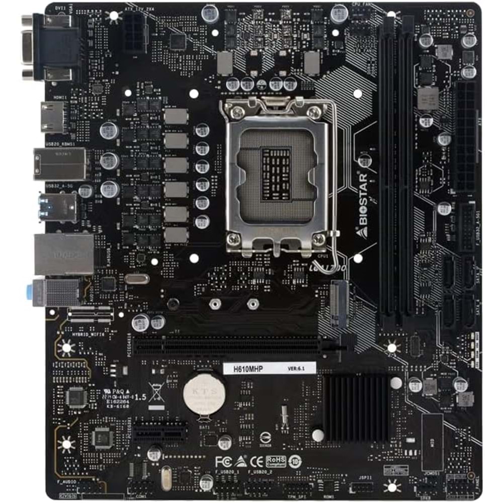 Biostar H610MHP 2.0 H610 DDR4 M2 USB 3.2 HDMI/VGA PCI 3.0 1700p Anakart
