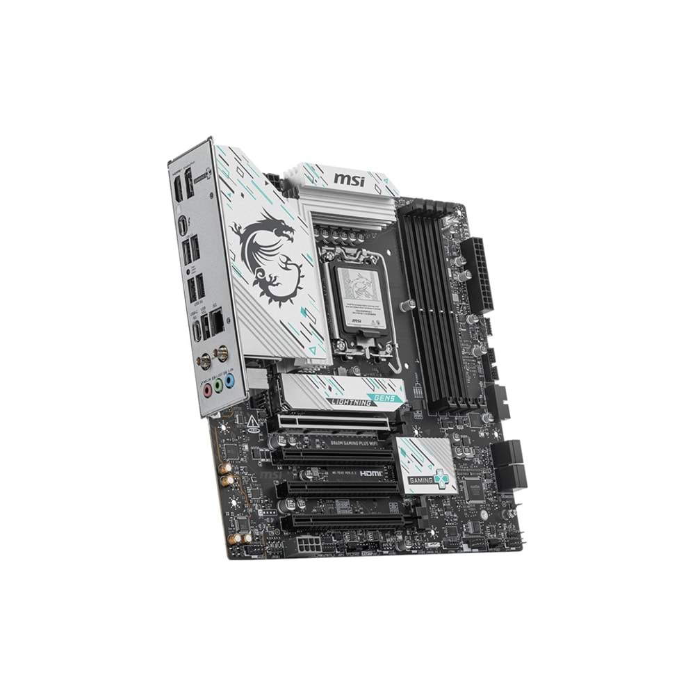 MSI B860M Gaming PLUS WiFi mATX Anakart 1851 DDR5 8600MHz(OC), 3xM.2, TB4, Wi-Fi 7, 5G LAN