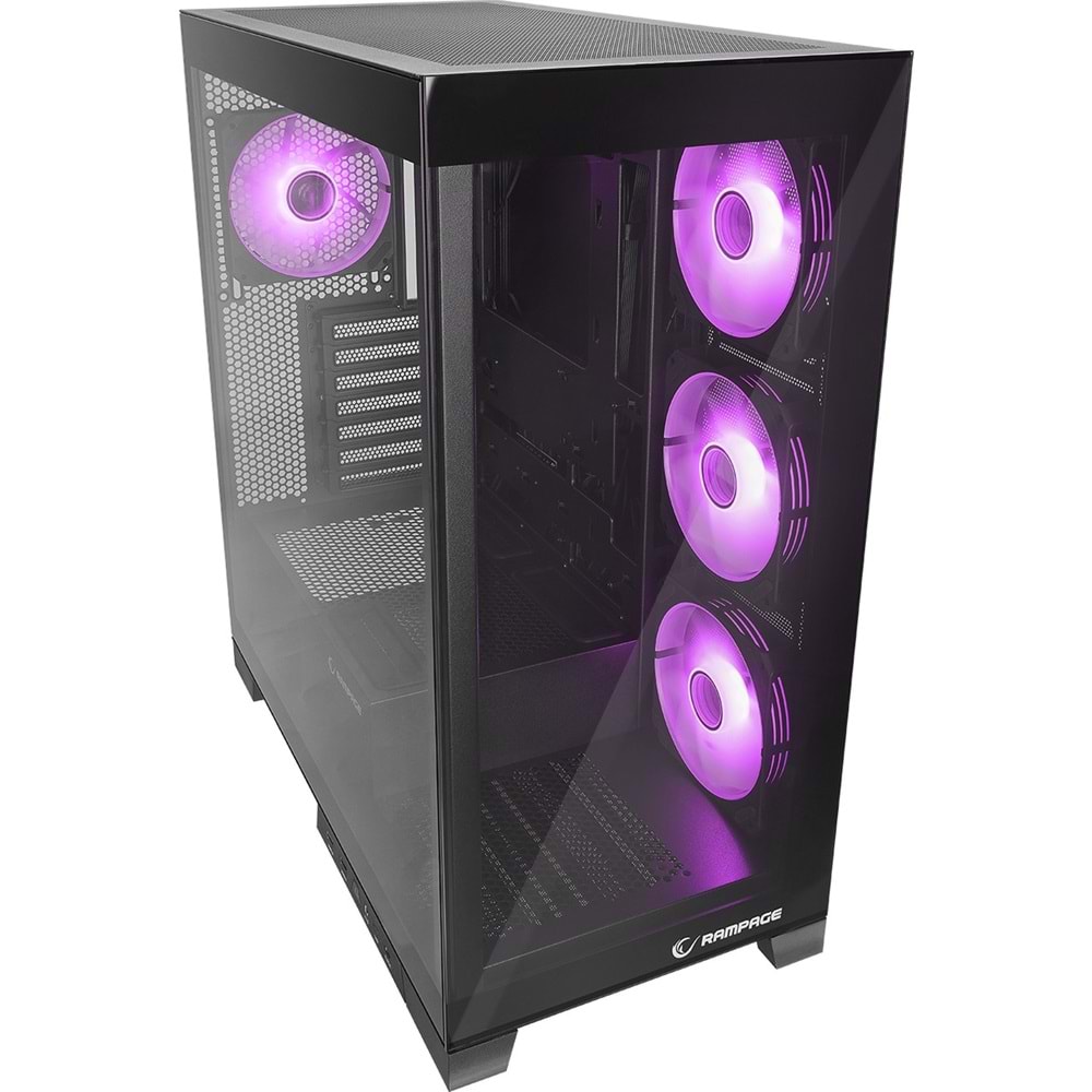 Rampage HYDRA V2 BLACK 4XARGB Fan+Hub Type-C E-ATX Exclusive Siyah Gaming Oyuncu