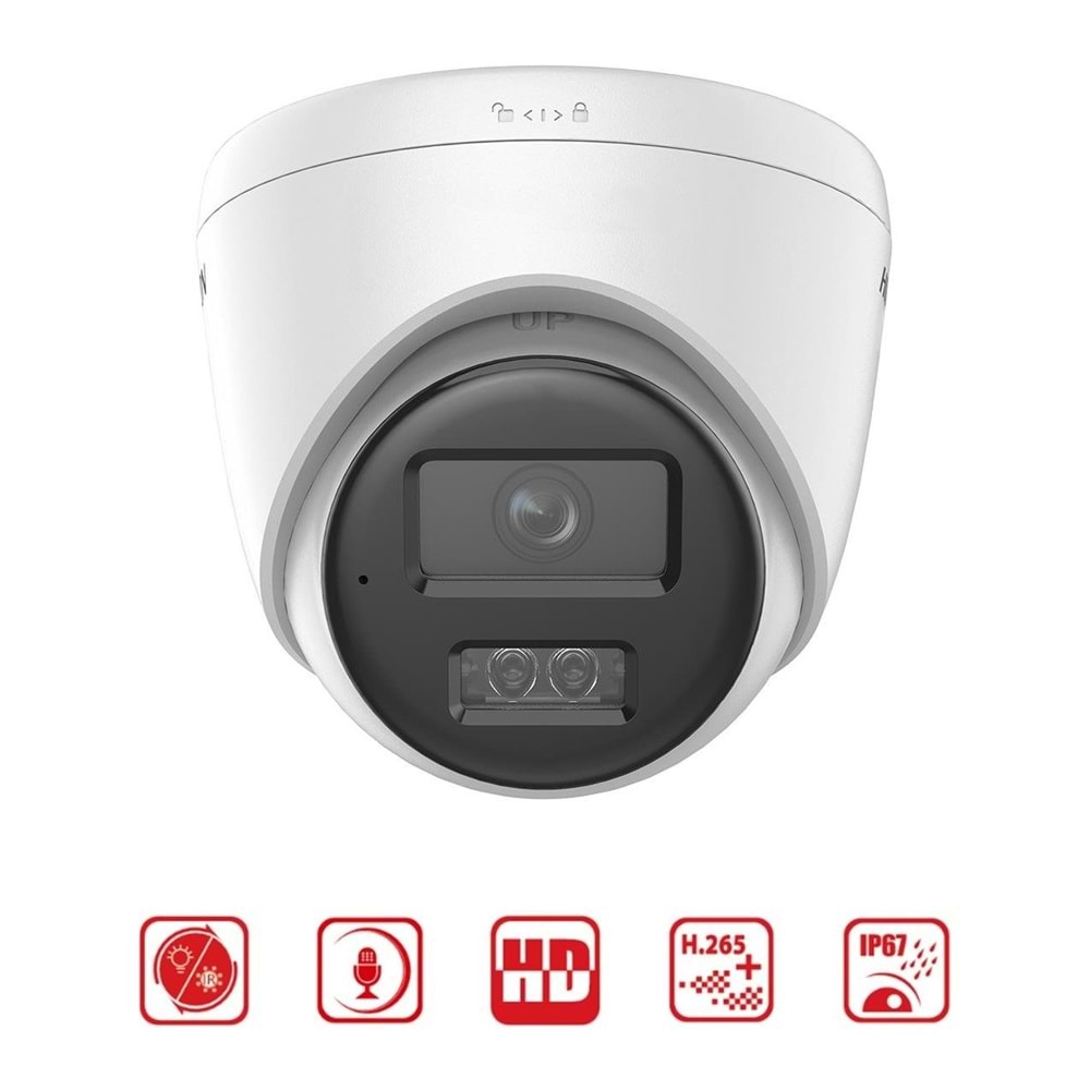 Hikvision DS-2CD1T47G2H-LIUF/SL (Dahili Mik) 4MP 2.8mm ColorVu 50mt -Sesli Alarm