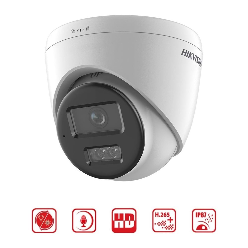 Hikvision DS-2CD1T47G2H-LIUF/SL (Dahili Mik) 4MP 2.8mm ColorVu 50mt -Sesli Alarm