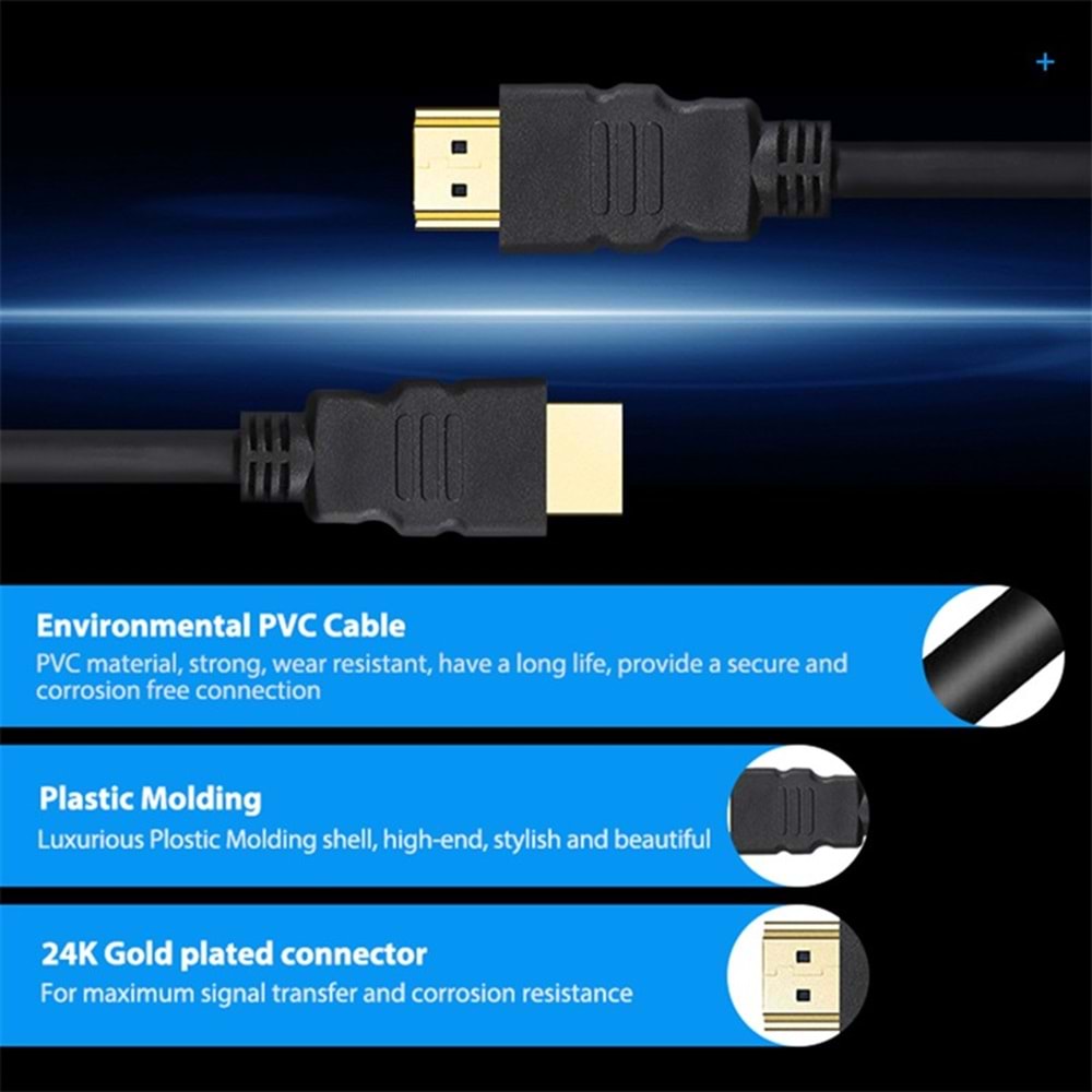 Sensei S-LN19100 19+1 4K 2.0V 60Hz Altın Uçlu HDMI Kablo (10m)