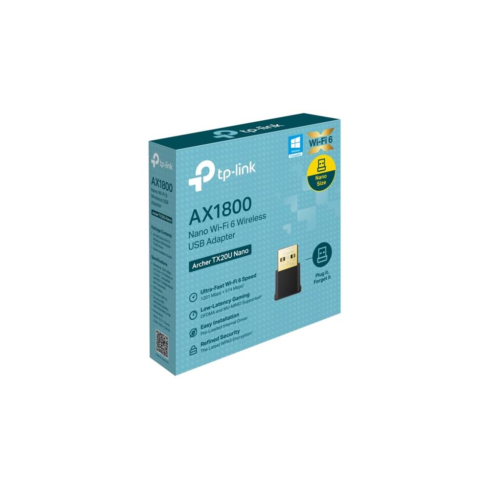 Tp-Link Archer TX20U Nano AX1800 Wi-Fi 6 USB Adaptör