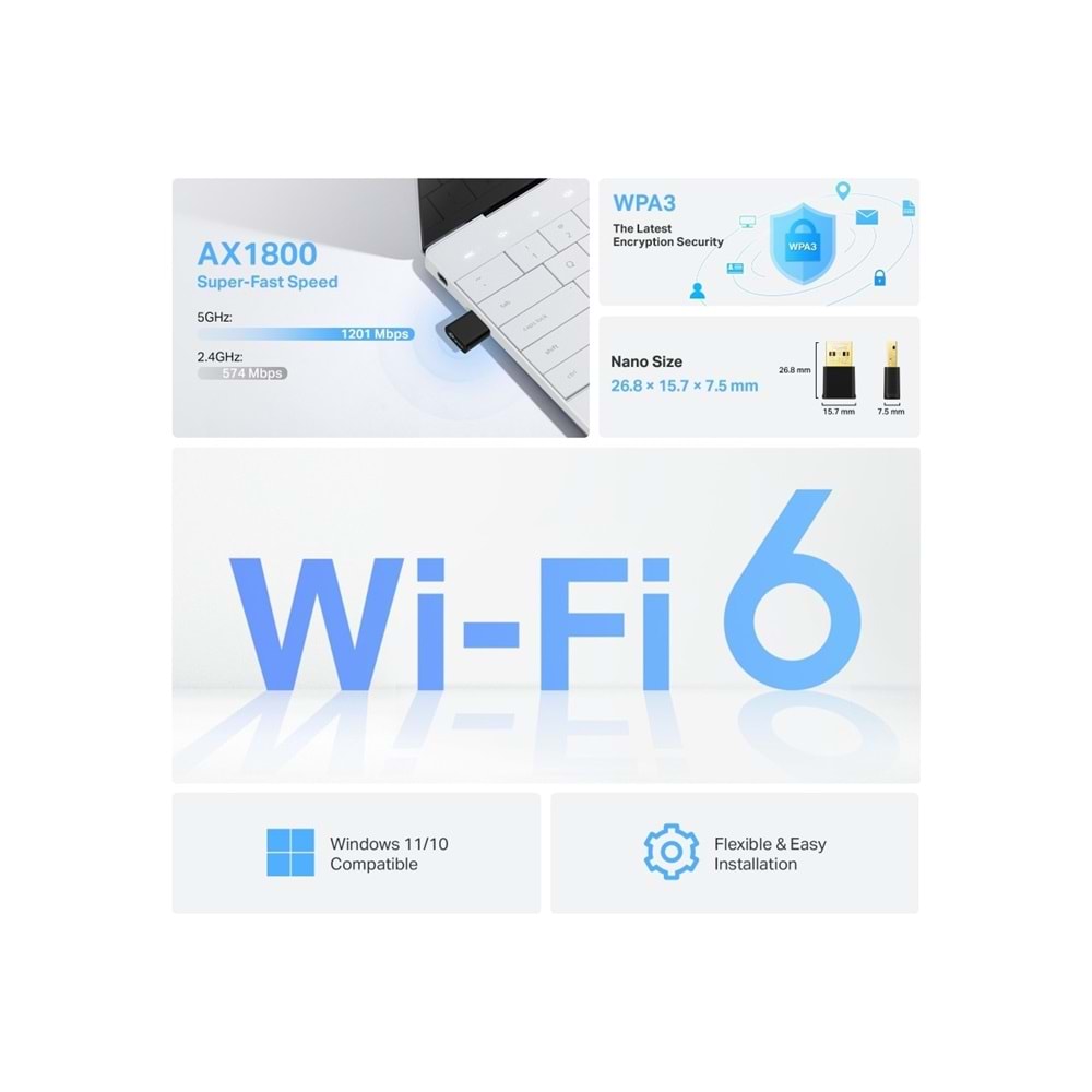 Tp-Link Archer TX20U Nano AX1800 Wi-Fi 6 USB Adaptör
