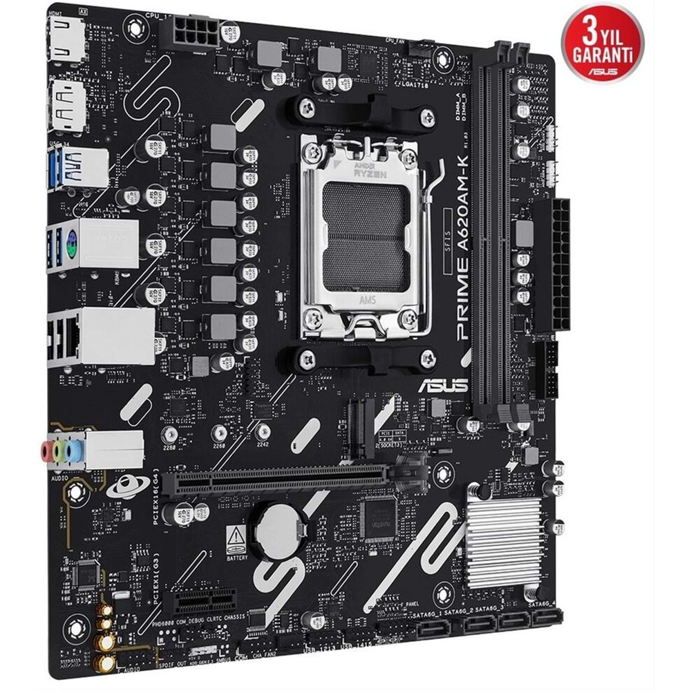 Asus PRIME A620AM-K 2xDDR5 1x M.2 DP HDMI AM5 Soket Anakart