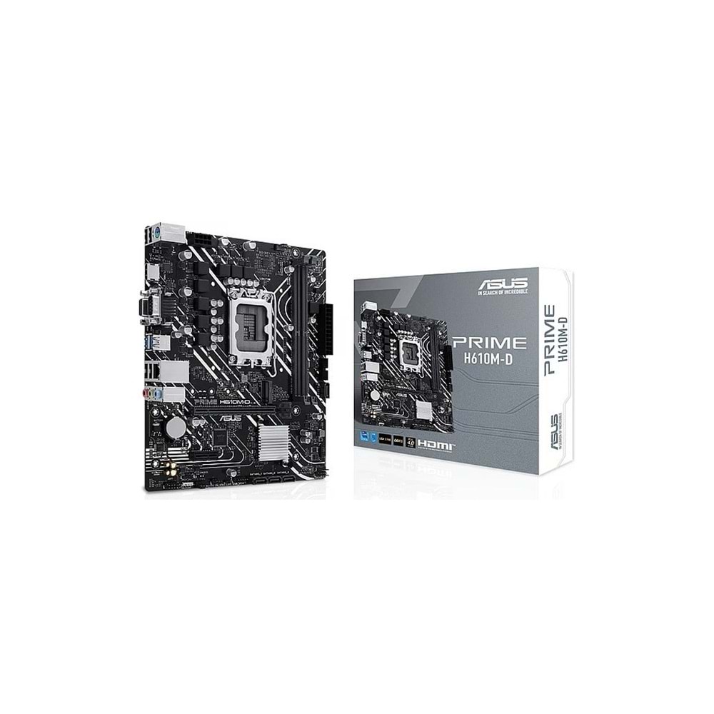 Asus PRIME H610M-D 2xDDR5 M.2 D-SUB HDMI RS232 Port 12-13.14.Nesil LGA1700 Soket Anakart