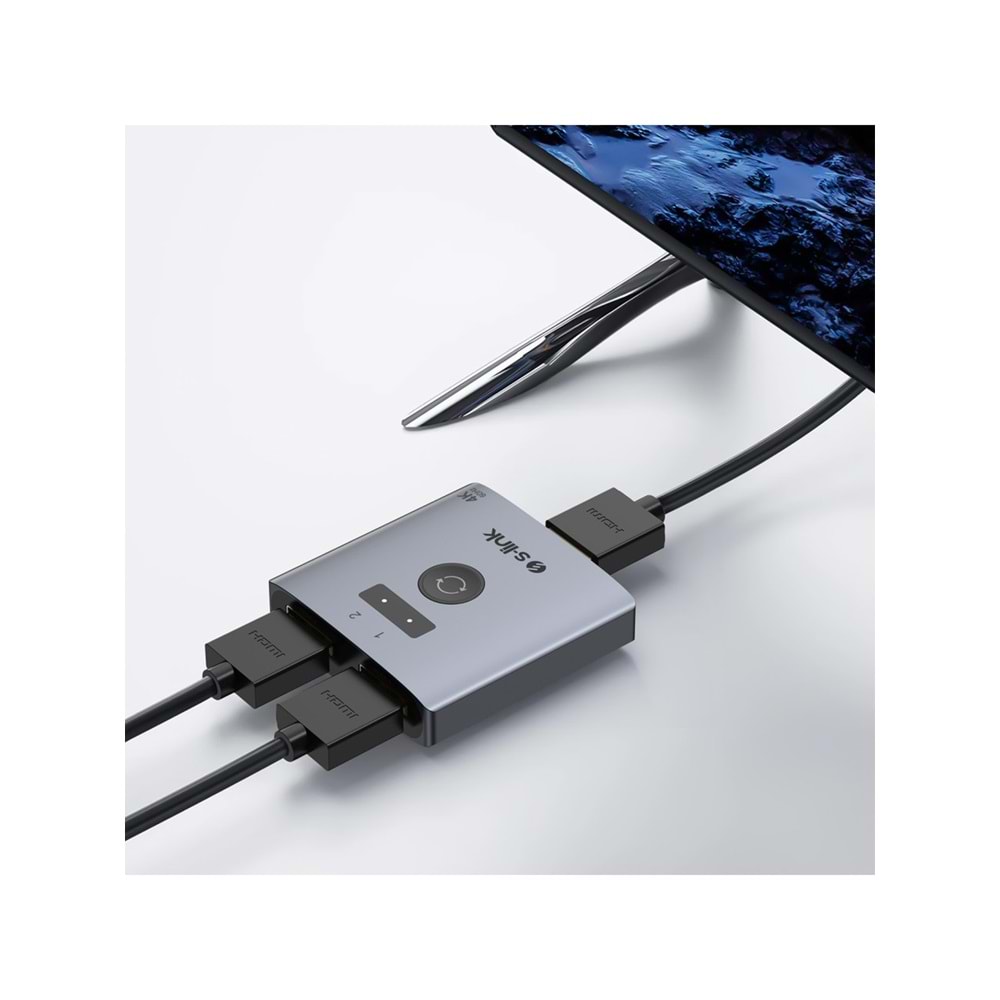 S-Link SL-LU602 2xHDMI 4K 60Hz Monitör Çoklayıcı (1PC-2Monitör veya 2PC- 1Monitör) Çift Yönlü Switch