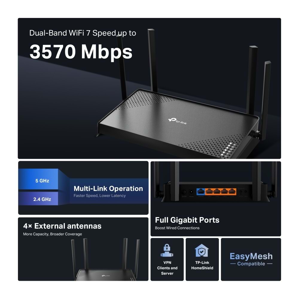 Tp-Link ARCHER-BE220 ROU BE3600 Dual-Band Wi-Fi 7 Router