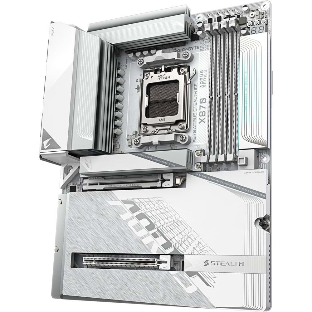 Gigabyte X870-A-STEALTH-ICE X870-A-STEALTH-ICE 8200MHz OC DDR5 AM5 M.2 HDMI DisplayPort ATX Anakart