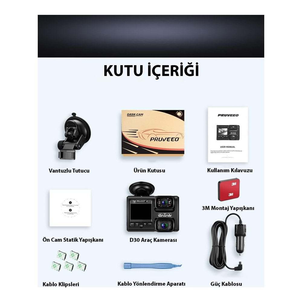 PRUVEEO D30 WI-FI 4K Araç Kamerası
