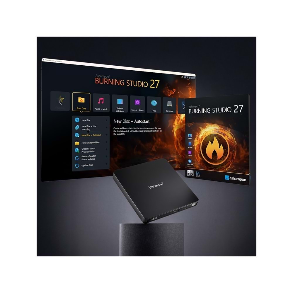 Intenso EOD 400D Slim 8xDVD 24xCD USB 3.2 CD/DVD Yazıcı (5401400)(Siyah)