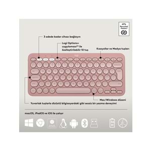 Logitech K380s Pebble Keys 2 BT Klavye Pembe