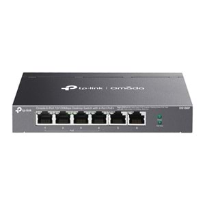 Omada DS106P 4 Port 10/100 + 2 Port 10/100 Uplink 67W 250 Metre PoE Mesafe Metal Kasa Switch