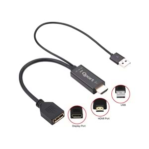 QPort Q-DPX HDMI(M) TO DisplayPort(F) Çevirici