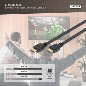 Digitus HDMI Kablo Altın Uçlu Siyah (3m) 8K