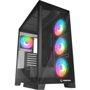 Rampage HYDRA V2 BLACK 4XARGB Fan+Hub Type-C E-ATX Exclusive Siyah Gaming Oyuncu