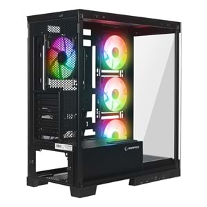 Rampage HYDRA V2 BLACK 4XARGB Fan+Hub Type-C E-ATX Exclusive Siyah Gaming Oyuncu