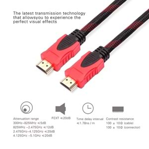 Sensei S-N14050 2K 1.4V 3D Altın Uçlu Örgülü HDMI Kablo (5m)