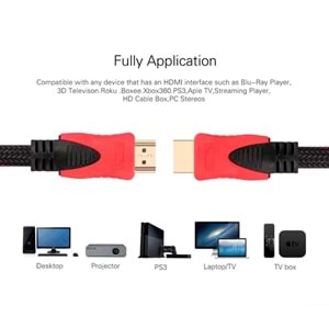 Sensei S-N14050 2K 1.4V 3D Altın Uçlu Örgülü HDMI Kablo (5m)