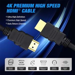 Sensei S-LN19100 19+1 4K 2.0V 60Hz Altın Uçlu HDMI Kablo (10m)
