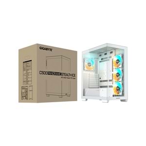 Gigabyte GB-C500PI-ST Panoramic Stealth Ice Mid Tower PC Case Beyaz Tempered Glass 4x ARGB Fan