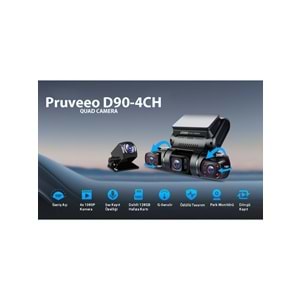 PRUVEEO D90-4CH FHD WI-FI GPS + 128GB SD Kart Kame