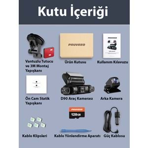 PRUVEEO D90-4CH FHD WI-FI GPS + 128GB SD Kart Kame