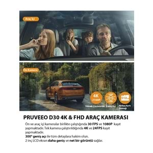 PRUVEEO D30 WI-FI 4K Araç Kamerası