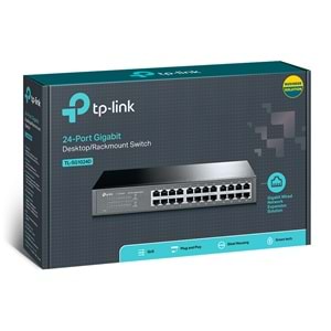 TP-Link TL-SG1024D 24 Port Gigabit Rackmount Metal Kasa