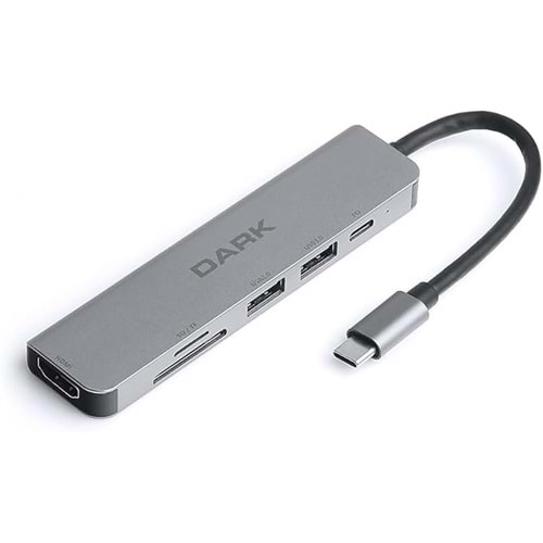 Dark USB 3.1 Type-C 9in1 Ethernet/HDMI/TF SD Kart Okuyucu/USB 3.0/Kulaklık Çoklayıcı Dönüştürücü Çevirici HUB (DK-AC-U31X36)