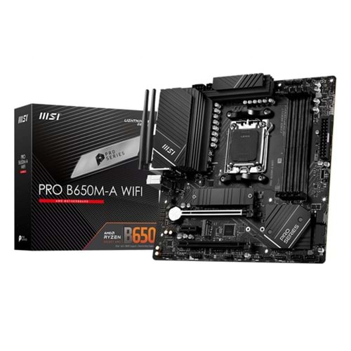 Msi Pro B650M-A Wifi DDR5 6000MHz 1XHDMI 1XDP 2XM.2 USB 3.2 MATX AM5 Anakart ( AMD AM5 7000 Serili İşlemci Uyumlu)