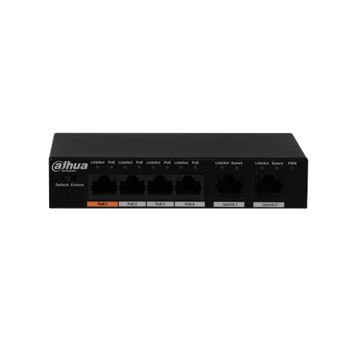 Dahua 4 Port 10/100 + 2 Port 10/100 Uplink 60W Poe Metal Kasa Switch V2