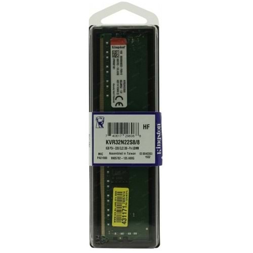 Kingston 8GB 3200MHz DDR4 CL22 Ram (KVR32N22S8/8WP)
