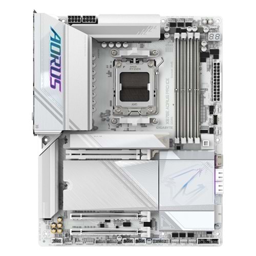 Gigabyte X870E-AORU-PRO-ICE X870E AORUS PRO ICE DDR5 8200 OC AM5 USB4 WiFi7 PCIe 5.0 ATX Anakart