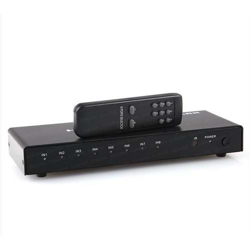 Dark Full HD 8 Giriş 1 Çıkışlı Uzaktan Kumandalı HDMI Switch (Seçici) (DK-HD-SW8X1)