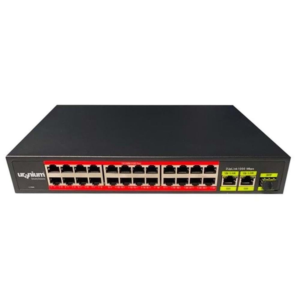 Uranium POE-2421SFP-300W 24X10/100+2X Gigabit Uplink +1XSFP Poe Combo Rack Tipi Switch