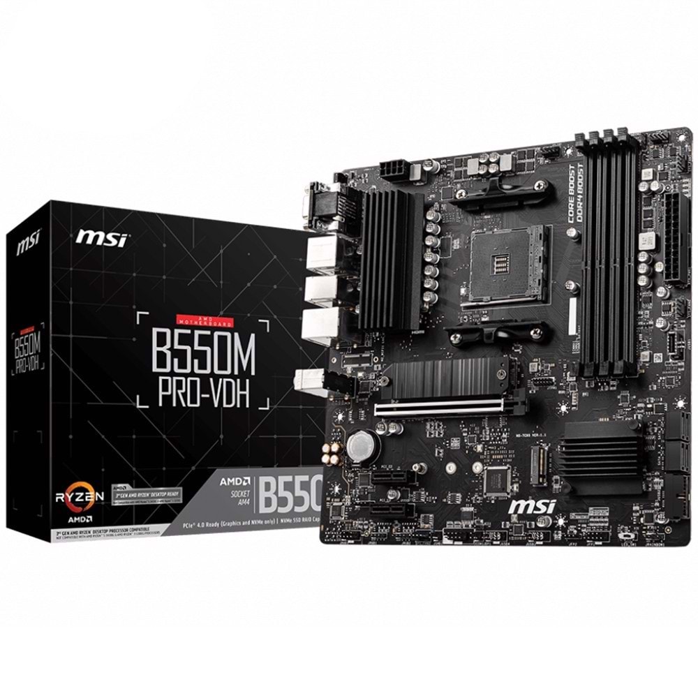 Msi B550M PRO-VDH B550 DDR4 M.2 USB 3.2 DP/HDMI/VGA PCI4.0 AM4 Anakart