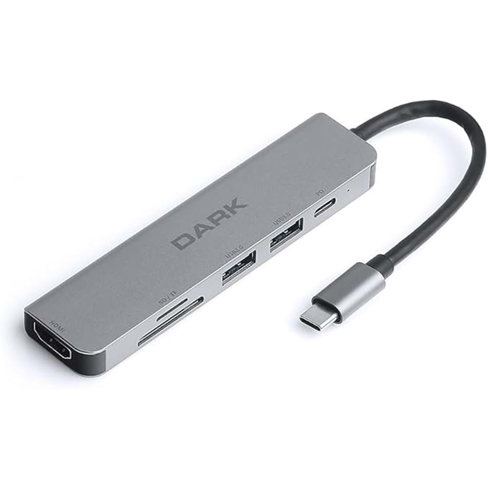 Dark USB 3.1 Type-C 9in1 Ethernet/HDMI/TF SD Kart Okuyucu/USB 3.0/Kulaklık Çoklayıcı Dönüştürücü Çevirici HUB (DK-AC-U31X36)