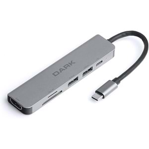 Dark USB 3.1 Type-C 9in1 Ethernet/HDMI/TF SD Kart Okuyucu/USB 3.0/Kulaklık Çoklayıcı Dönüştürücü Çevirici HUB (DK-AC-U31X36)