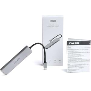 Dark USB 3.1 Type-C 9in1 Ethernet/HDMI/TF SD Kart Okuyucu/USB 3.0/Kulaklık Çoklayıcı Dönüştürücü Çevirici HUB (DK-AC-U31X36)