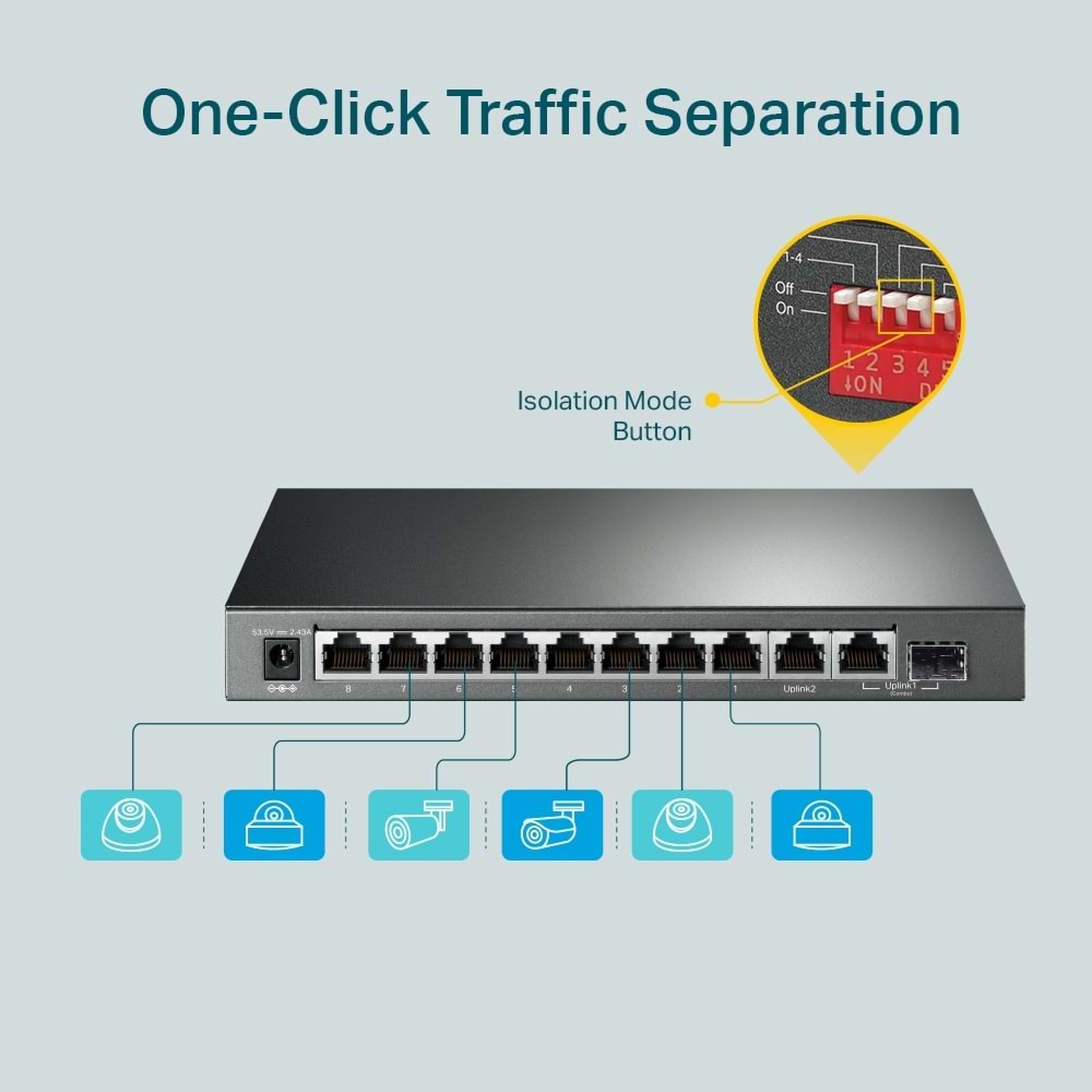 Tp-Link TL-SG1210MP 10-Port Gigabit Desktop Switch 1-SFP 8-Port PoE+ (123W)
